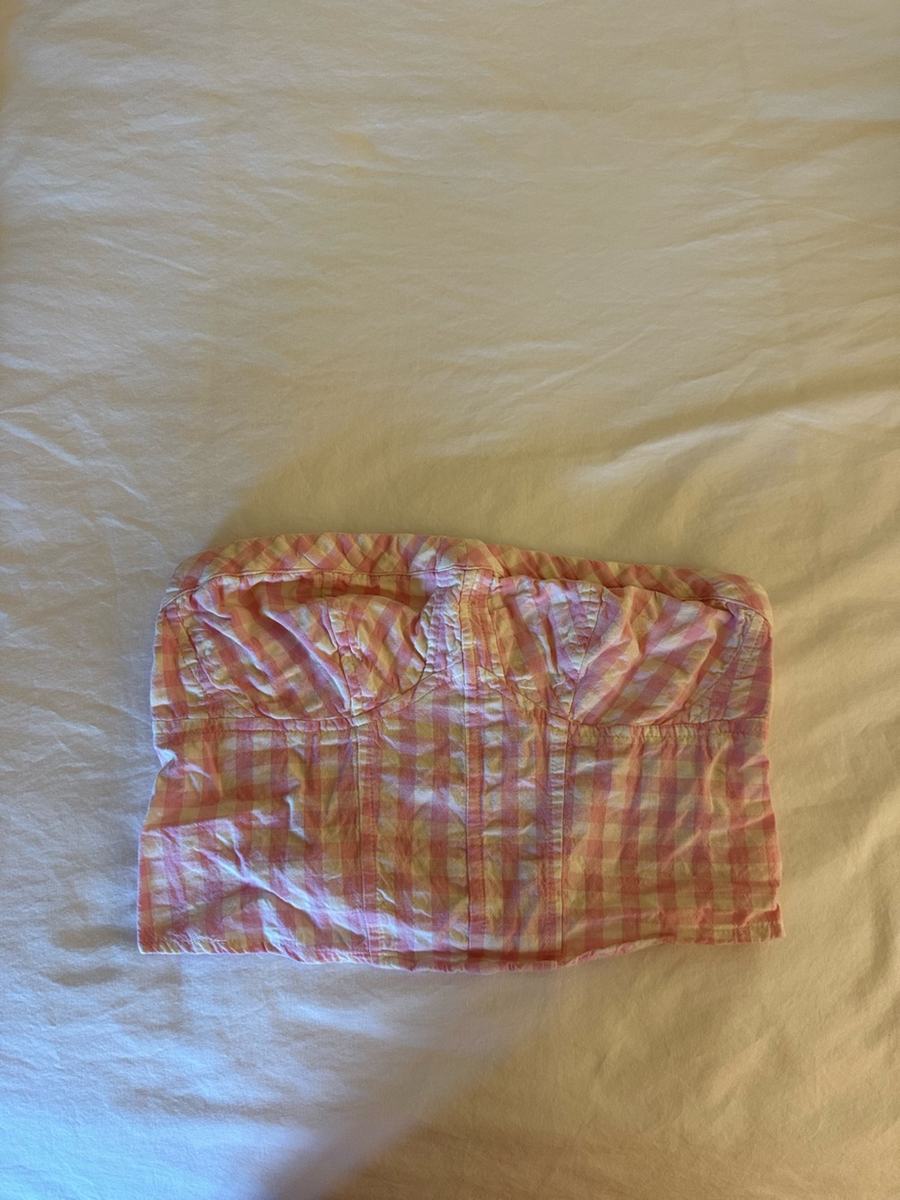Free People Pink and White Gingham Top